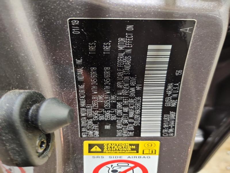 Aukcja sprzedaży 2019 Toyota Highlander, vin: 5TDJZRFH6KS580236, numer aukcji: 59381526