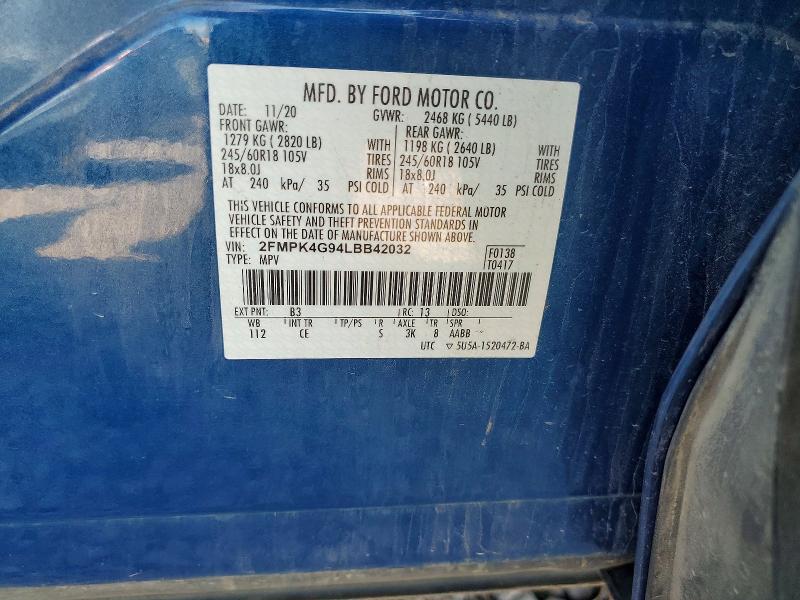 Aukcja sprzedaży 2020 Ford Edge, vin: 2FMPK4G94LBB42032, numer aukcji: 85965855