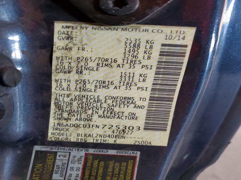 Aukcja sprzedaży 2015 Nissan Frontier, vin: 1N6AD0CU3FN725303, numer aukcji: 62407646