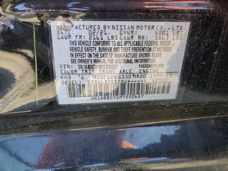 2021 Nissan Sentra მანქანა იყიდება აუქციონზე, vin: 3N1AB8CV1MY250687, აუქციონის ნომერი: 62026316