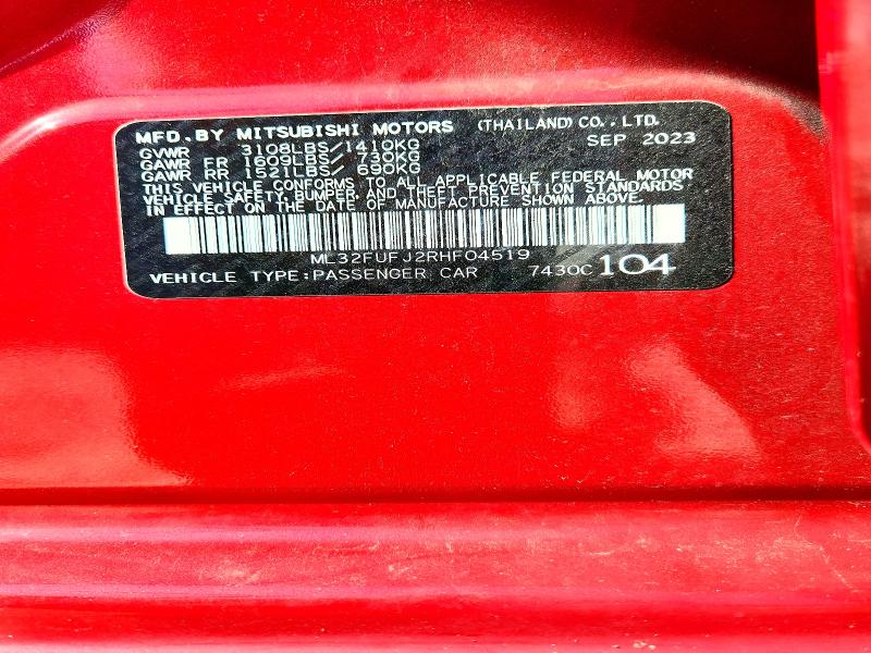 Aukcja sprzedaży 2024 Mitsubishi Mirage, vin: ML32FUFJ2RHF04519, numer aukcji: 62273606