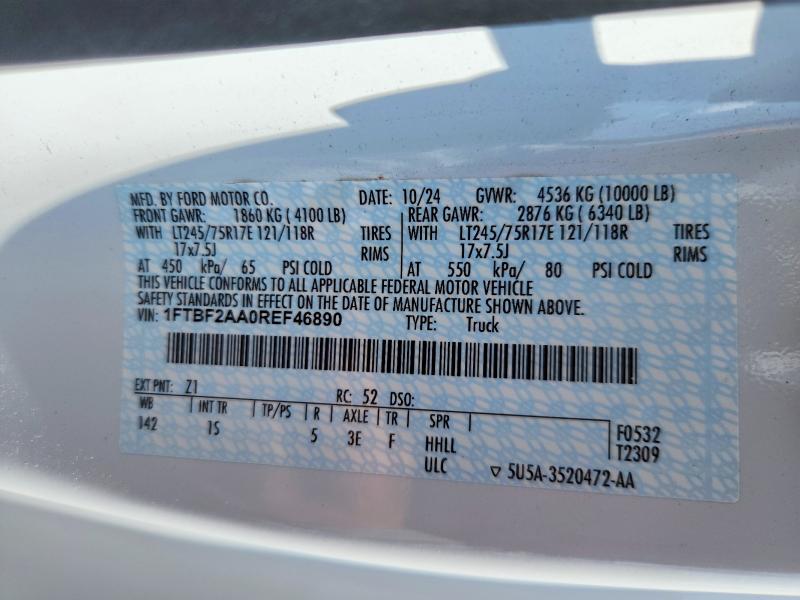 60253916 :رقم المزاد ، 1FTBF2AA0REF46890 vin ، 2024 Ford F250 مزاد بيع