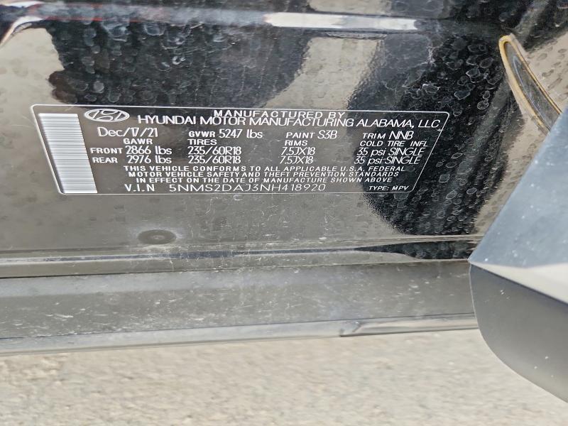 Продаж на аукціоні авто 2022 Hyundai Santa Fe, vin: 5NMS2DAJ3NH418920, номер лоту: 60856896
