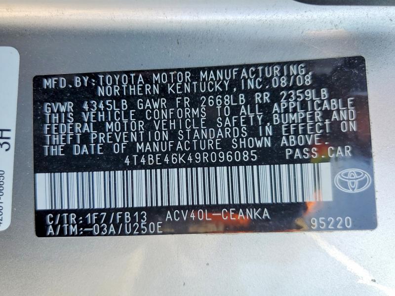 Продаж на аукціоні авто 2009 Toyota Camry, vin: 4T4BE46K49R096085, номер лоту: 63045926