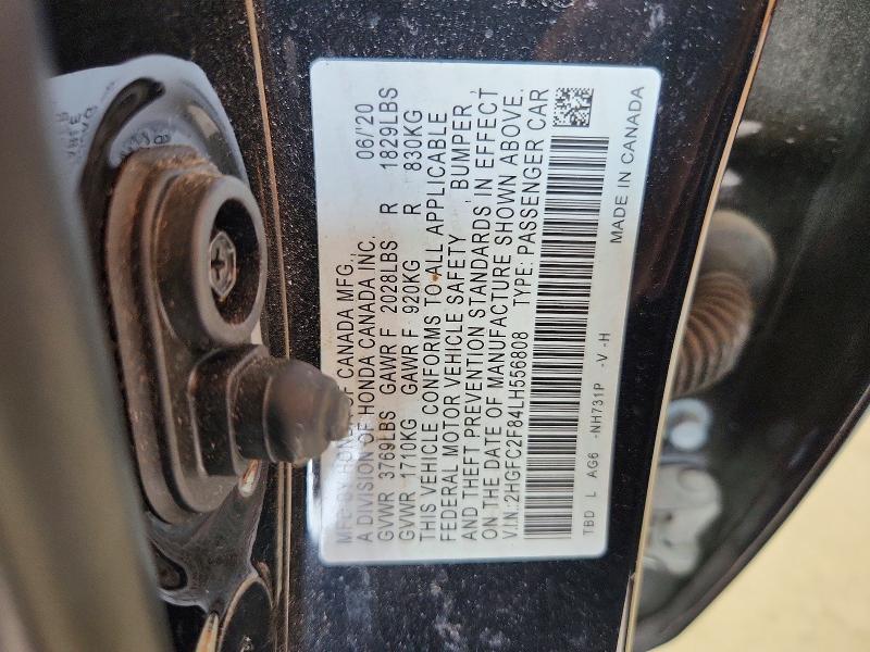 61153796 :رقم المزاد ، 2HGFC2F84LH556808 vin ، 2020 Honda Civic مزاد بيع