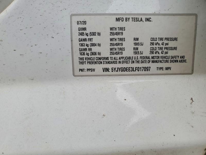 Aukcja sprzedaży 2020 Tesla Model Y, vin: 5YJYGDEE3LF017097, numer aukcji: 61419726