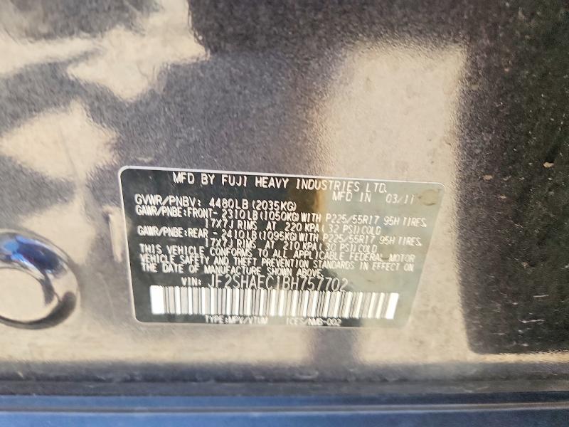 Продаж на аукціоні авто 2011 Subaru Forester, vin: JF2SHAEC1BH757702, номер лоту: 61910106