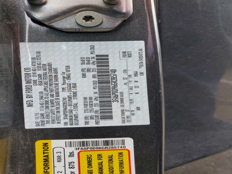 60275046 :رقم المزاد ، 3FA6P0D96GR285740 vin ، 2016 Ford Fusion مزاد بيع