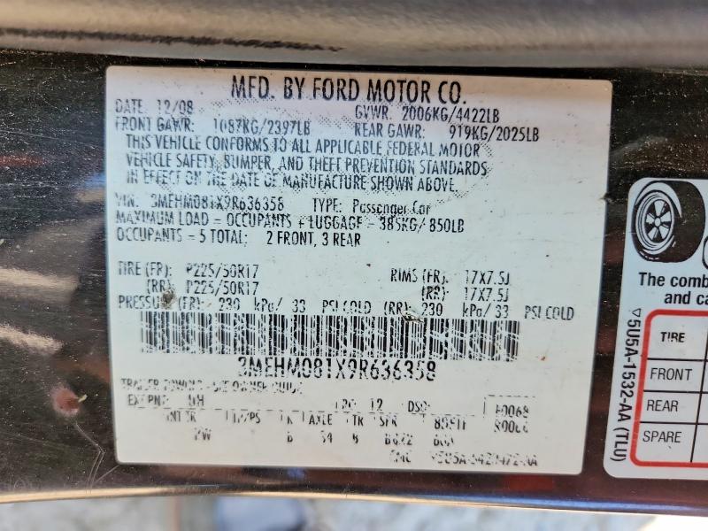 Продаж на аукціоні авто 2009 Mercury Milan, vin: 3MEHM081X9R636358, номер лоту: 63051316