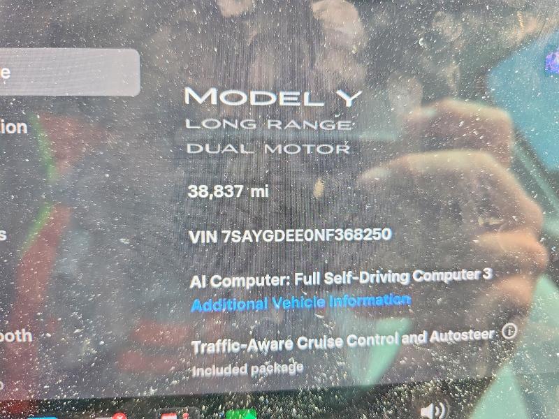 Aukcja sprzedaży 2022 Tesla Model Y, vin: 7SAYGDEE0NF368250, numer aukcji: 60961976