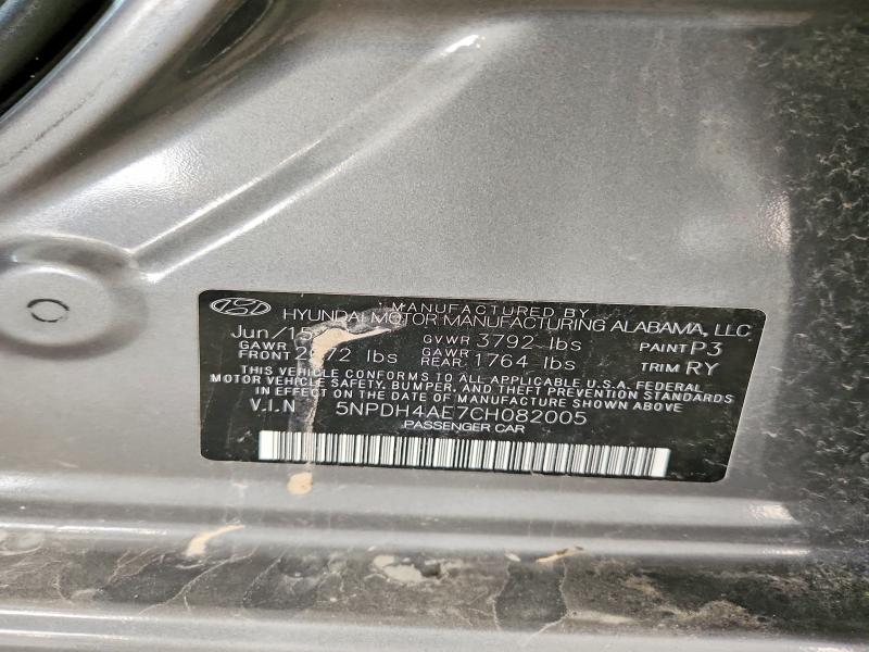 61627956 :رقم المزاد ، 5NPDH4AE7CH082005 vin ، 2012 Hyundai Elantra مزاد بيع