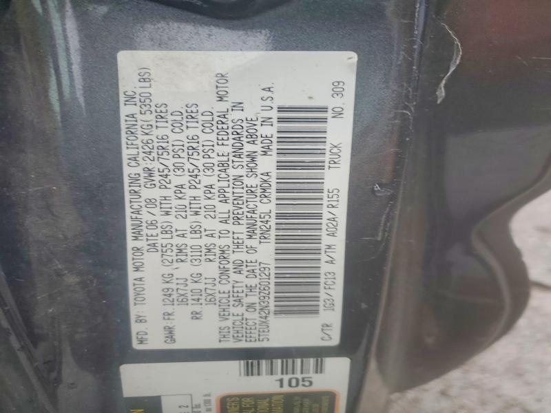63197976 :رقم المزاد ، 5TEUX42N39Z601297 vin ، 2009 Toyota Tacoma مزاد بيع