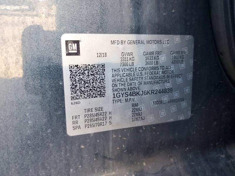 Aukcja sprzedaży 2019 Cadillac Escalade, vin: 1GYS4BKJ6KR244839, numer aukcji: 59896336