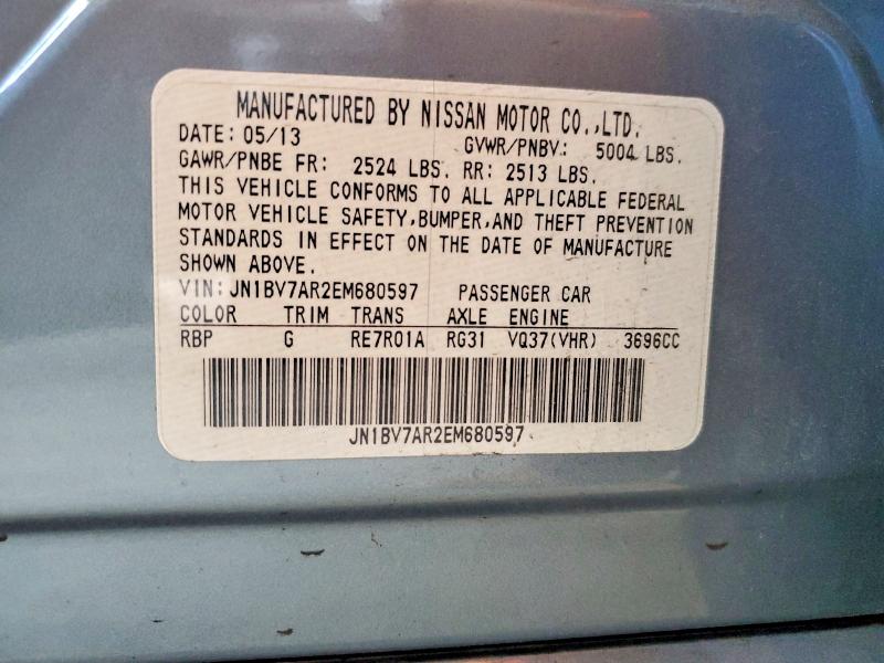 Продаж на аукціоні авто 2014 Infiniti Q50, vin: JN1BV7AR2EM680597, номер лоту: 60973076