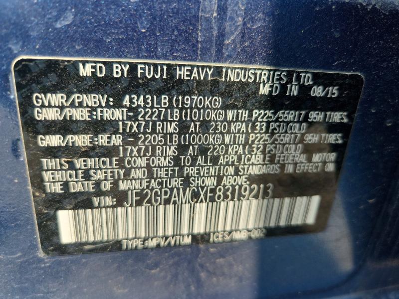 60039076 :رقم المزاد ، JF2GPAMCXF8319213 vin ، 2015 Subaru Xv Crosstrek مزاد بيع