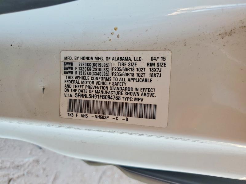 Aukcja sprzedaży 2015 Honda Odyssey, vin: 5FNRL5H91FB094768, numer aukcji: 61066146