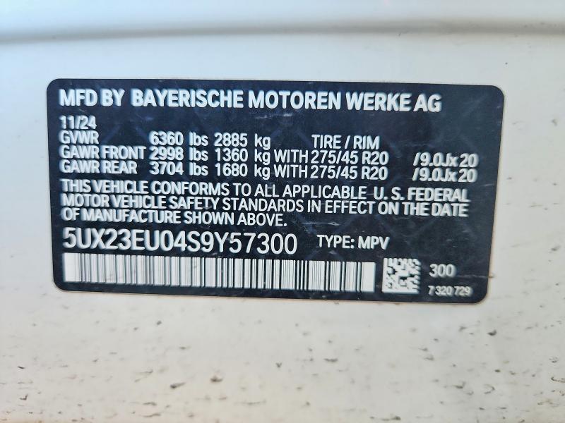 Aukcja sprzedaży 2025 Bmw X5, vin: 5UX23EU04S9Y57300, numer aukcji: 59862366