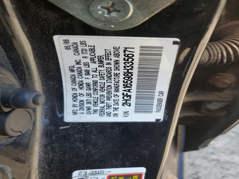 2008 Honda Civic მანქანა იყიდება აუქციონზე, vin: 2HGFA16598H335671, აუქციონის ნომერი: 60456936