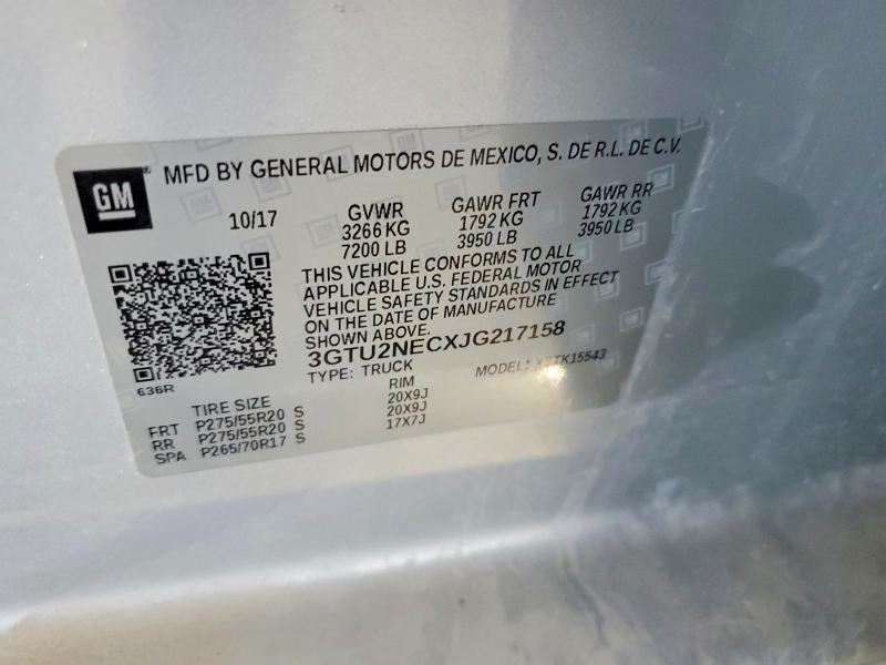 60612776 :رقم المزاد ، 3GTU2NECXJG217158 vin ، 2018 Gmc Sierra مزاد بيع