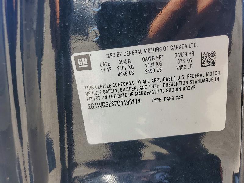 63507536 :رقم المزاد ، 2G1WG5E37D1190114 vin ، 2013 Chevrolet Impala مزاد بيع
