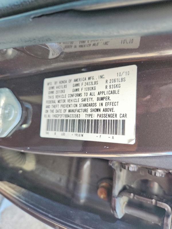 60029896 :رقم المزاد ، 1HGCP2F76BA030563 vin ، 2011 Honda Accord مزاد بيع