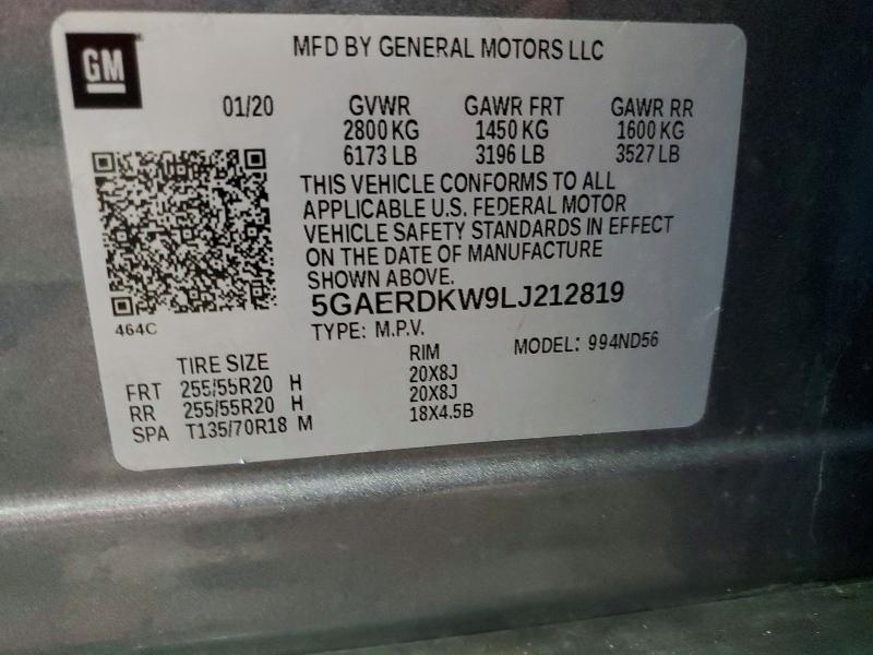 Продажа на аукционе авто 2020 Buick Enclave, vin: 5GAERDKW9LJ212819, номер лота: 59868166