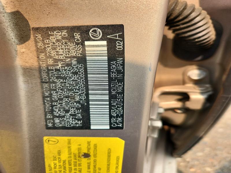 2005 Lexus Es მანქანა იყიდება აუქციონზე, vin: JTHBA30G955065605, აუქციონის ნომერი: 60433706