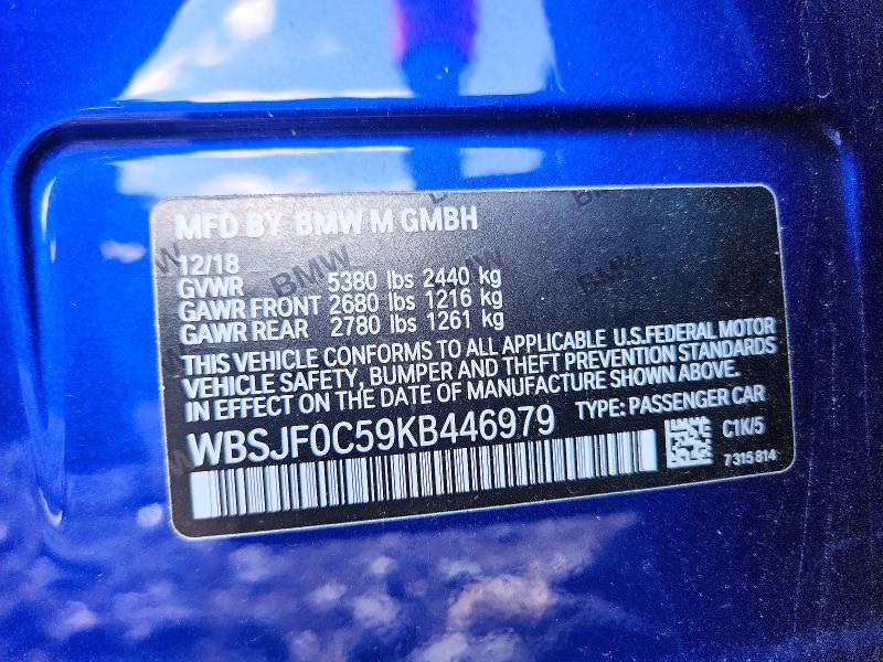 Продажа на аукционе авто 2019 Bmw M5, vin: WBSJF0C59KB446979, номер лота: 60402116