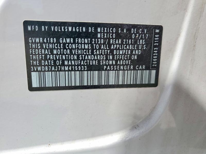 Продаж на аукціоні авто 2017 Volkswagen Jetta, vin: 3VWDB7AJ7HM415933, номер лоту: 62872376