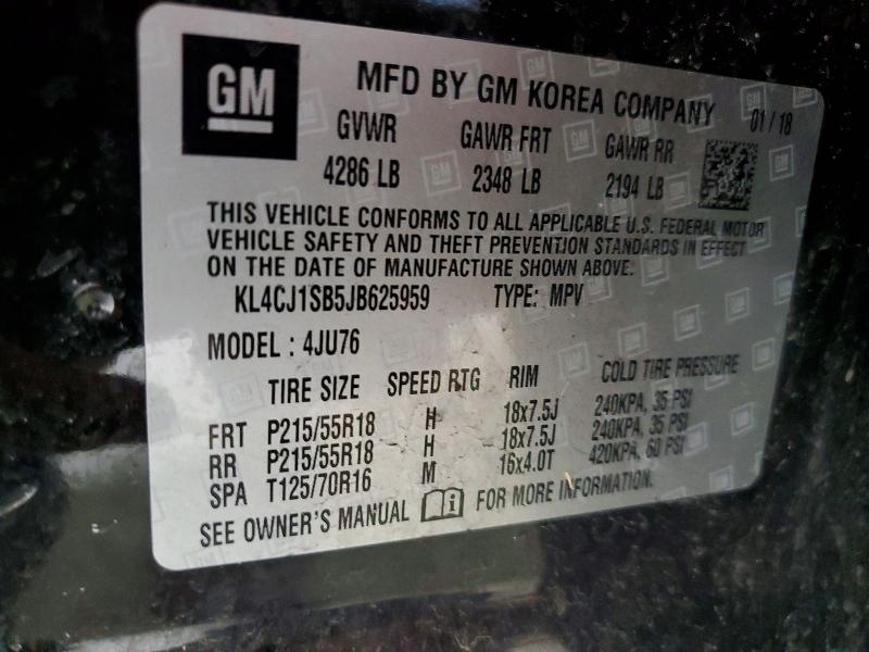 Продаж на аукціоні авто 2018 Buick Encore, vin: KL4CJ1SB5JB625959, номер лоту: 62060856