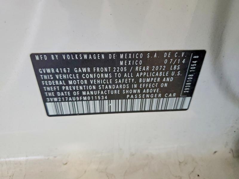 Aukcja sprzedaży 2015 Volkswagen Golf, vin: 3VW217AU9FM011534, numer aukcji: 60002986