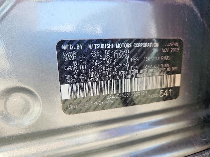 Aukcja sprzedaży 2020 Mitsubishi Outlander, vin: JA4AD3A30LZ020729, numer aukcji: 61555626
