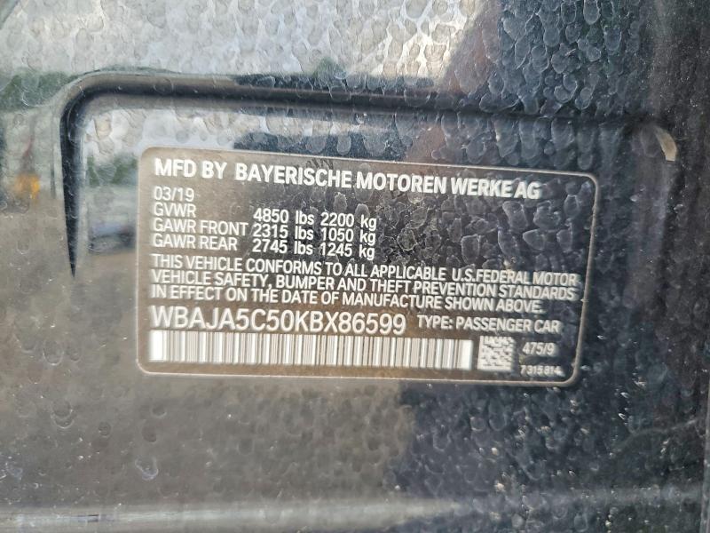 63235546 :رقم المزاد ، WBAJA5C50KBX86599 vin ، 2019 Bmw 530 مزاد بيع