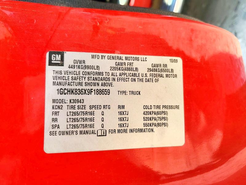 Aukcja sprzedaży 2009 Chevrolet Silverado, vin: 1GCHK836X9F188659, numer aukcji: 62820756