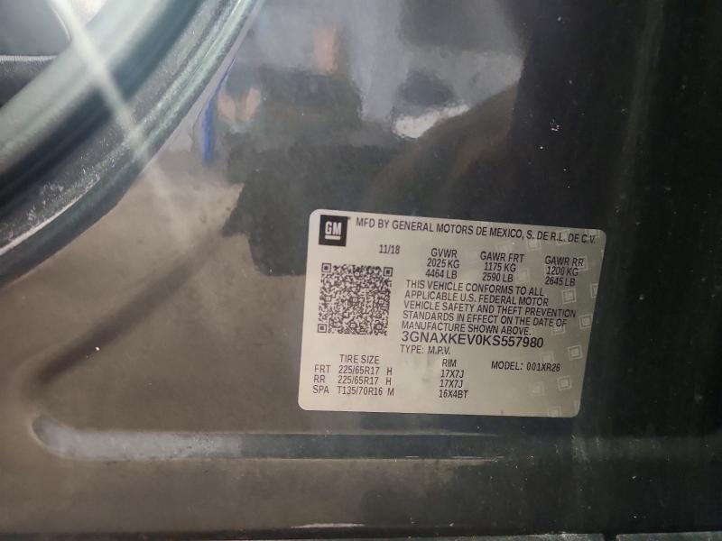 2019 Chevrolet Equinox მანქანა იყიდება აუქციონზე, vin: 3GNAXKEV0KS557980, აუქციონის ნომერი: 61804346