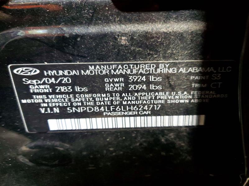 Aukcja sprzedaży 2020 Hyundai Elantra, vin: 5NPD84LF6LH624717, numer aukcji: 59341406