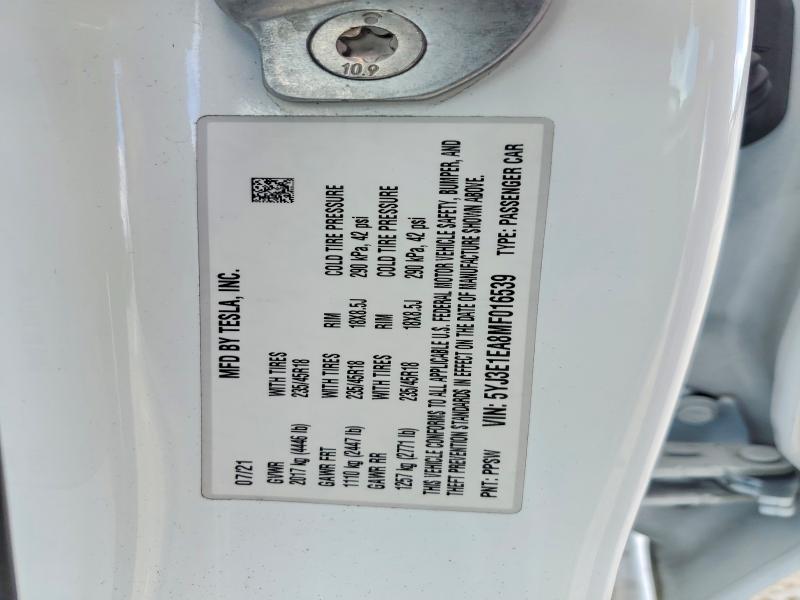 Aukcja sprzedaży 2021 Tesla Model 3, vin: 5YJ3E1EA8MF016539, numer aukcji: 59702106