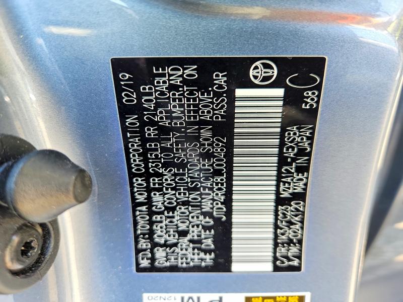 61596106 :رقم المزاد ، JTDP4RCE8LJ004892 vin ، 2020 Toyota Corolla مزاد بيع