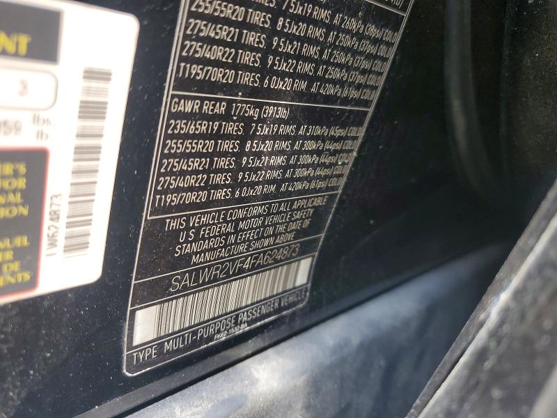 Продажа на аукционе авто 2015 Land Rover Range Rover Sport, vin: SALWR2VF4FA624873, номер лота: 60760036