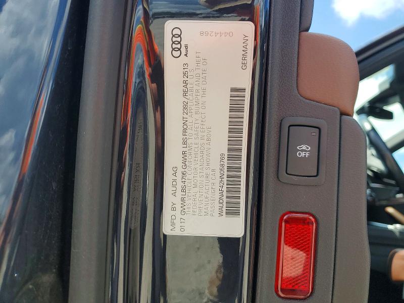 60549486 :رقم المزاد ، WAUDNAF42HN058769 vin ، 2017 Audi A4 مزاد بيع