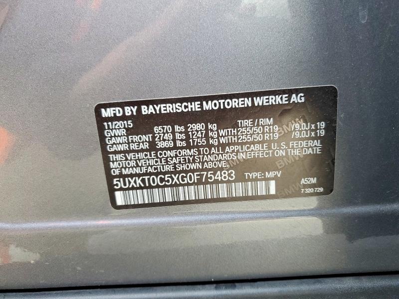2016 Bmw X5 მანქანა იყიდება აუქციონზე, vin: 5UXKT0C5XG0F75483, აუქციონის ნომერი: 59606986