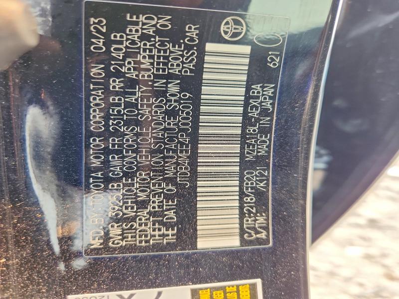 Продаж на аукціоні авто 2023 Toyota Corolla, vin: JTDB4MEE4PJ005019, номер лоту: 58790956