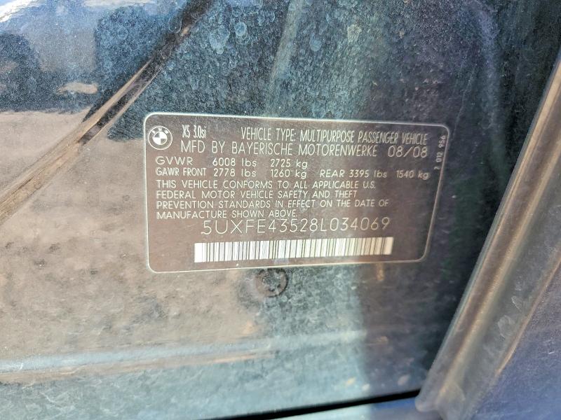 Aukcja sprzedaży 2008 Bmw X5, vin: 5UXFE43528L034069, numer aukcji: 62336336