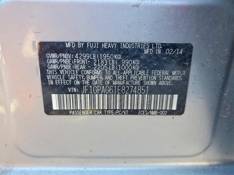 Продаж на аукціоні авто 2014 Subaru Impreza, vin: JF1GPAG61E8274851, номер лоту: 61061426
