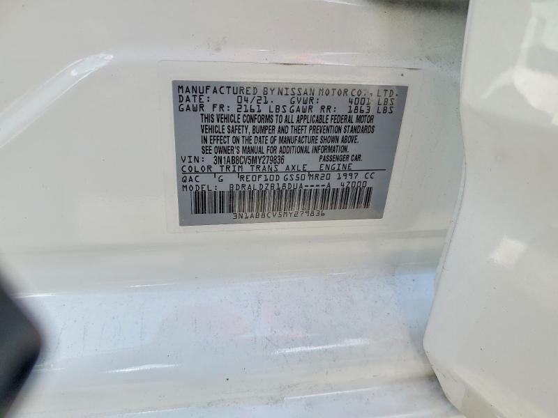 60213116 :رقم المزاد ، 3N1AB8CV5MY279836 vin ، 2021 Nissan Sentra مزاد بيع
