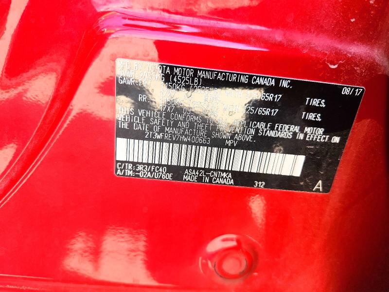 Продажа на аукционе авто 2017 Toyota Rav4, vin: 2T3WFREV7HW400663, номер лота: 61781006