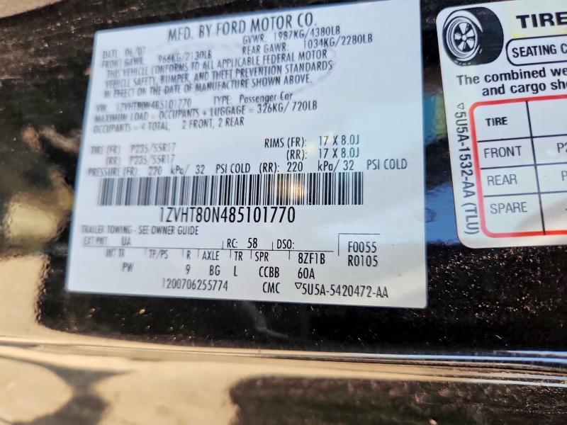 Aukcja sprzedaży 2008 Ford Mustang, vin: 1ZVHT80N485101770, numer aukcji: 61947366