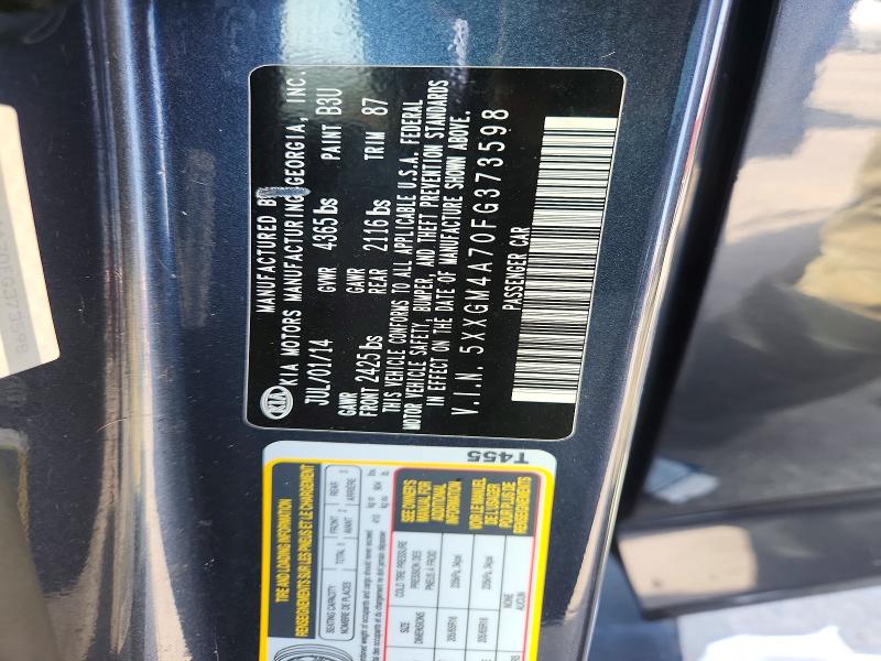 60880406 :رقم المزاد ، 5XXGM4A70FG373598 vin ، 2015 Kia Optima مزاد بيع