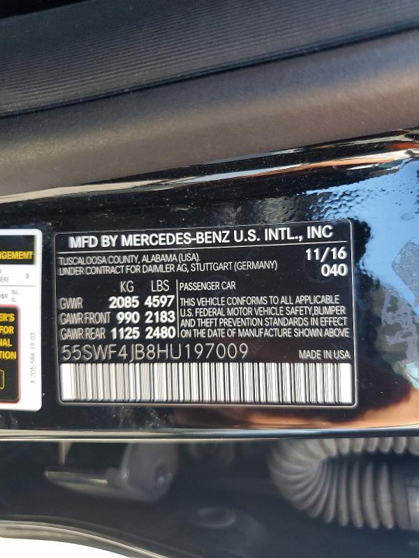 Продажа на аукционе авто 2017 Mercedes-benz C, vin: 55SWF4JB8HU197009, номер лота: 61117796