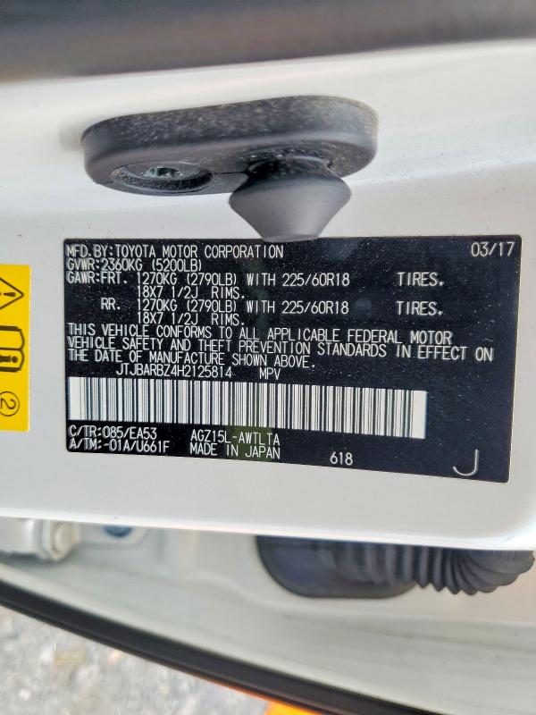 Aukcja sprzedaży 2017 Lexus Nx 200t, vin: JTJBARBZ4H2125814, numer aukcji: 62788216